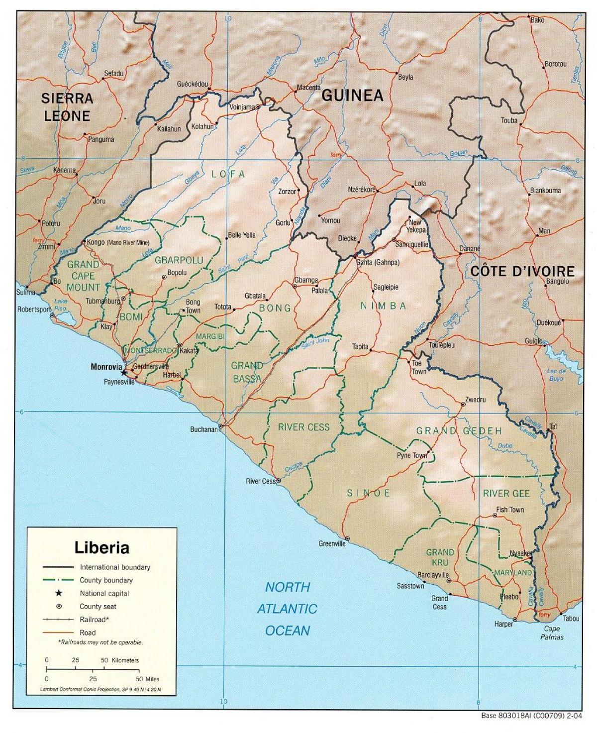 anzeigen der geographischen Karte von Liberia