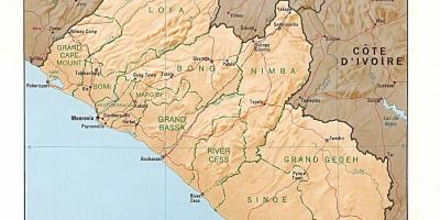 Zeichnen Sie die relief-Karte von Liberia
