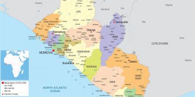 Karte zeichnen die politische Landkarte von Liberia