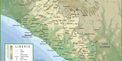Zeichnen Sie die physische Karte von Liberia